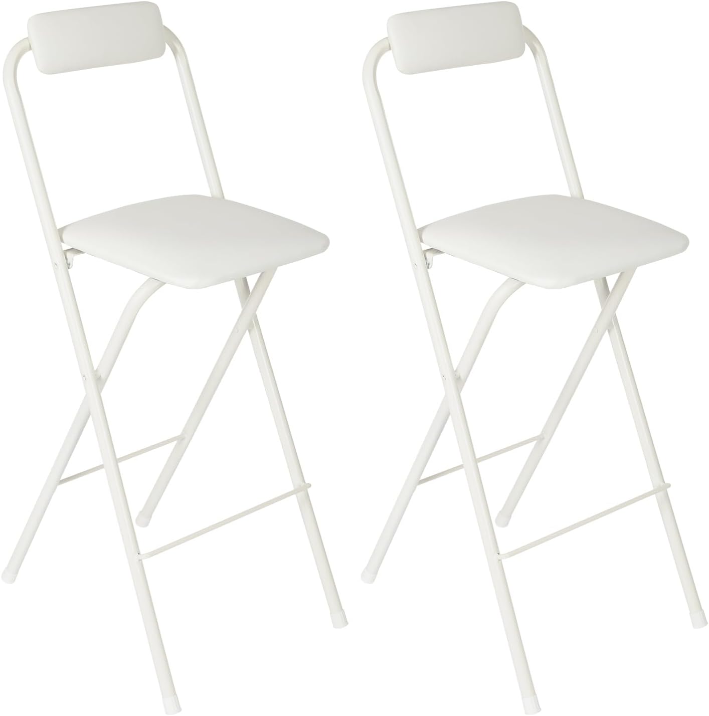 2 PCS Folding Bar Stool with Backrest | 27.56in Tall Foldable Stool Chair | Counter Height Seat Chair | Portable Chairs Folding Seat Bar Chairs | for Kitchen Island Shop Cafe (White, 2pcs-27.56in)
