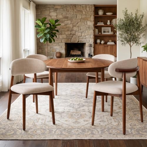Dining Chairs Set of 4, Mid Century Modern Kitchen Chairs with Curve Back, Fa...