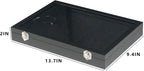 Coward Ring Organizer Jewelry Box, Black Velvet 100 Slots Ring Display Tray Case with Transparent Glass Lid for Home Use or Store Selling Show