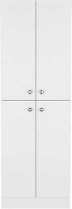 23.6" D*11.8" W*71.1" H Corner Kitchen Pantry, 3 Adjustable Shelves & Fixed Shelf, 2 Double-Doors, Freestanding Storage Cabinet, Modern Minimalist, for Living Room, Dining Room, White