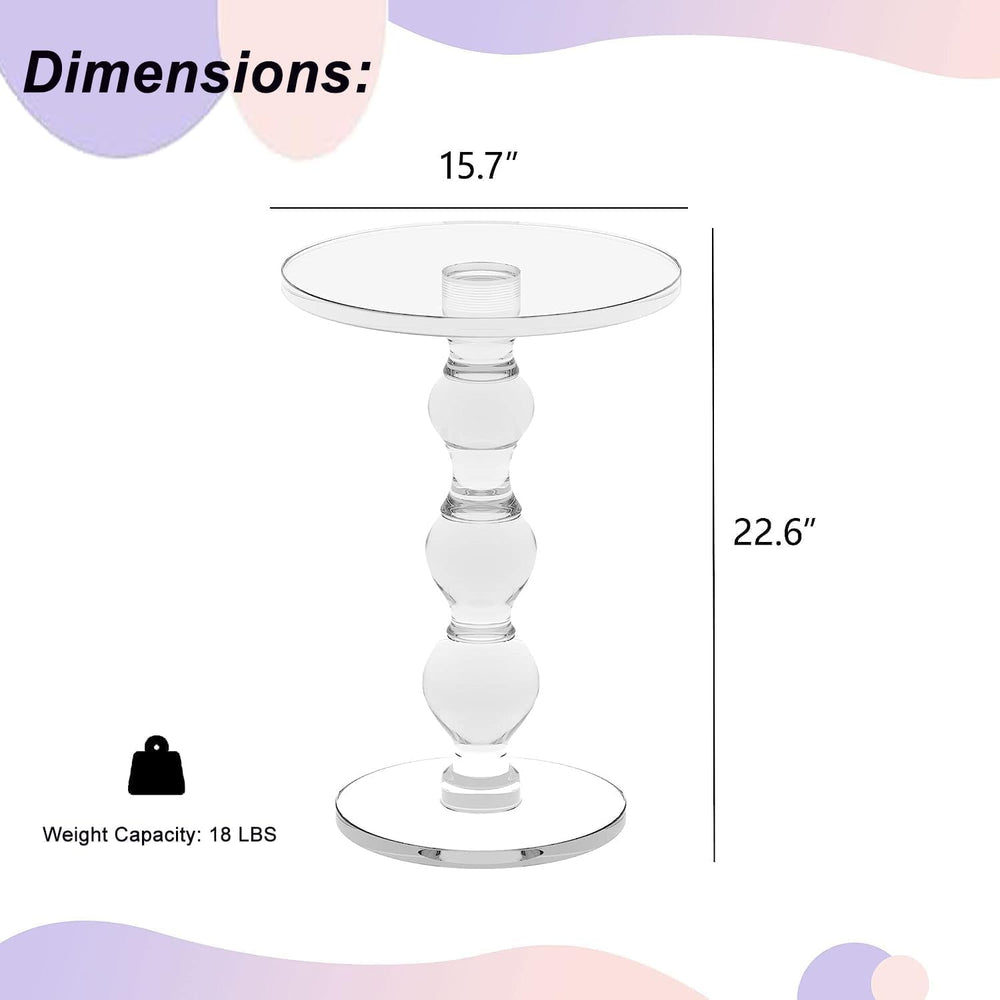 Acrylic End Table Set of 2, 16" x16" x 23" Modern Pedestal Acr...