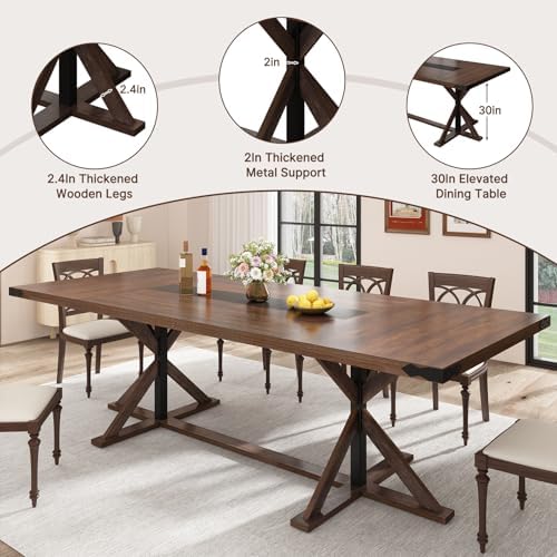 Hlivelood 94" Large Dining Table for 10 People, Rectangular Kitchen Farm...