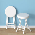 Folding Stool, 20 Inch Foldable Stool for Adults with 330 Lb Capacity, Portable Round Cushioned Padded Stool for Kitchen Dorm Vanity Garden(White)