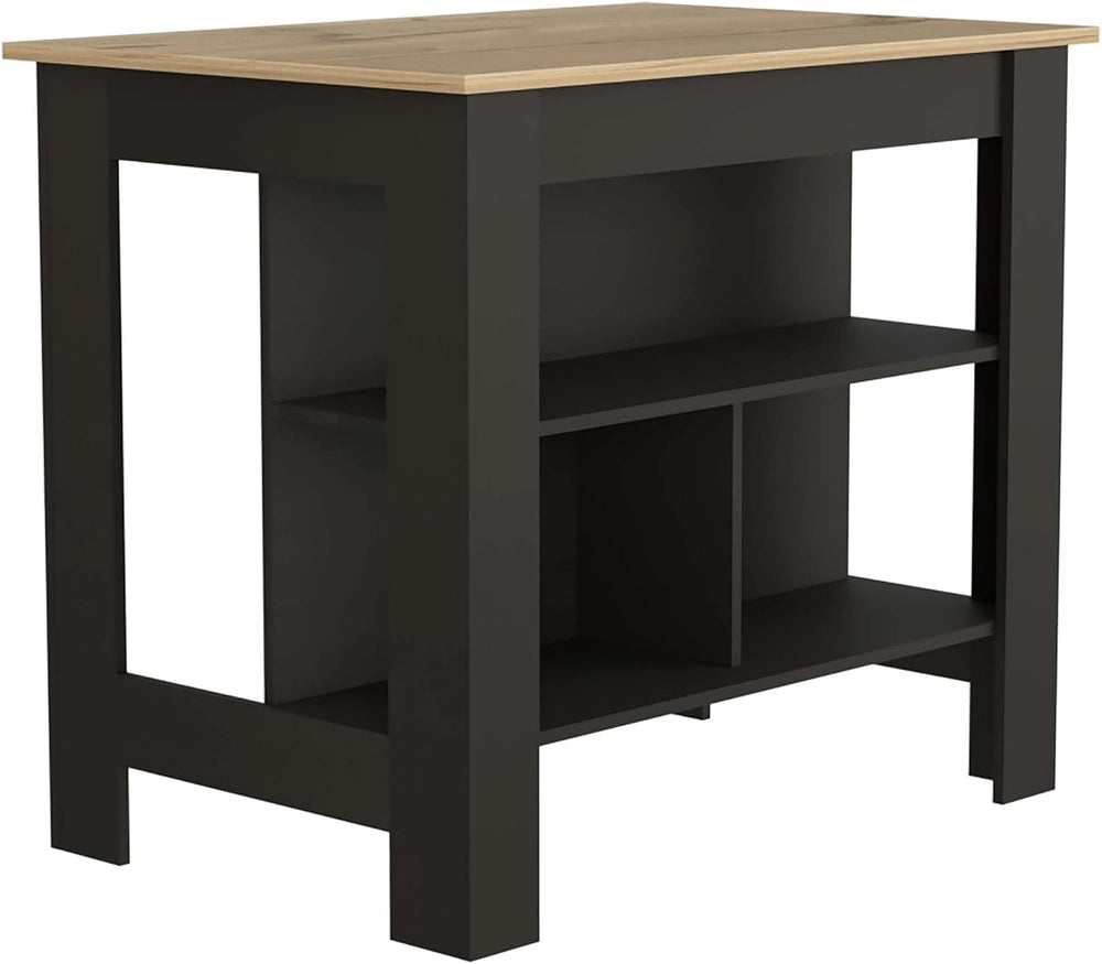 Kitchen Island with 3 Storage Shelves and 4 Legs, Multicolor | Spacious kitch...