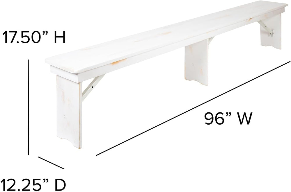 Flash Furniture Hercules Commercial Grade Farmhouse 3 Leg Bench - Solid Pine ...