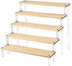 FABULETTA Wooden Ladder Display Rack with for Acrylic Shelves, Multi-Tier Storage Organizer for Collectibles, Cosmetics & Desserts, Rustic Home Decor Stand, Available in 20-50Cm Sizes(1 Layer 30cm)