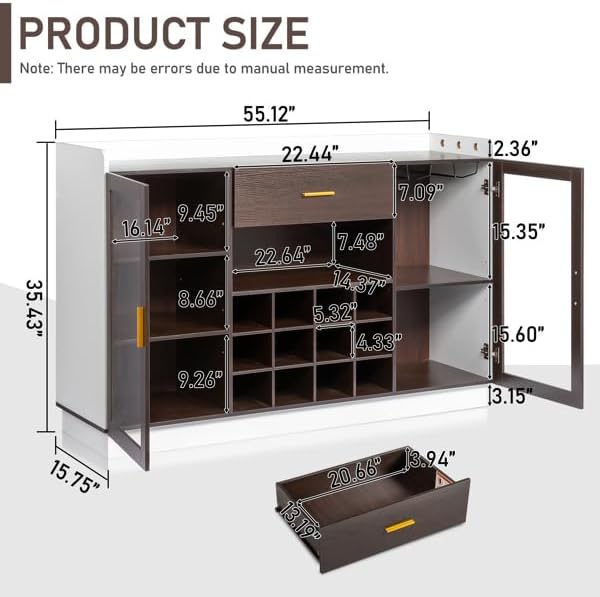 Farmhouse Wines Bar Cabinet Kitchen Coffee Bar Cabinet, Wine Bottle Rack Cabi...