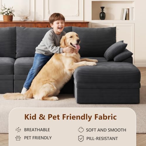 107" Modular Sectional Sofa Couch with Storage,U-Shape 3 Seat Comfy Mode...
