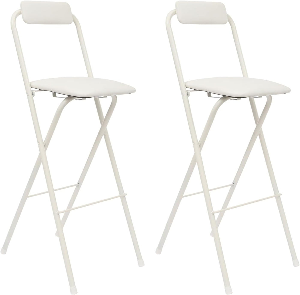 2PCS Folding Bar Stool with Backrest, 29.53in Tall Folding Chair Counter Heig...