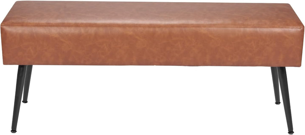 VEVOR Leather Bedroom Bench, PU Leather Bench with Metal Legs and with Stitch...