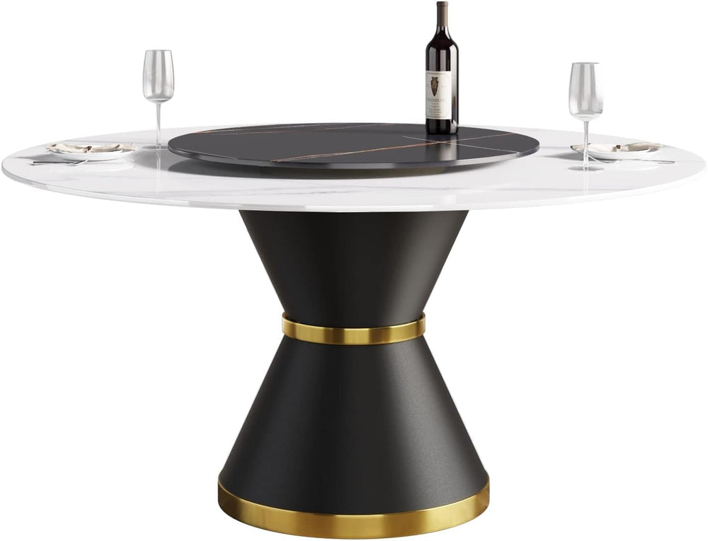 Montary 59” Modern Round Dining Table for 8, Artificial Marble Kitchen Table ...