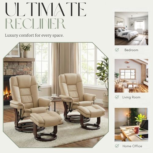 Swivel Recliner Chair with Ottoman Reclining Lounge Sofa Footrest, Set of 1 |...