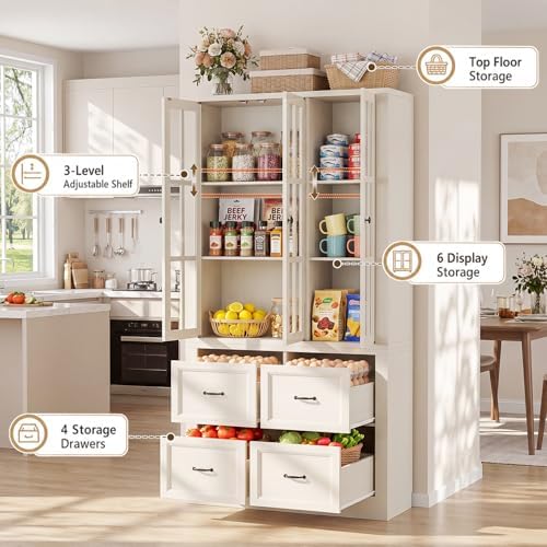 80" Modular Kitchen Pantry Cabinet, 2-in-1 Freestanding Tall Pantry Cabi...