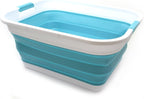 SAMMART 41L (10.8 gallon) Collapsible Plastic Laundry Basket-Foldable Pop Up Storage Container/Organizer-Portable Washing Tub-Space Saving, Water capacity: 32L (8.4 gallon) (Rectangular, Bright Blue)