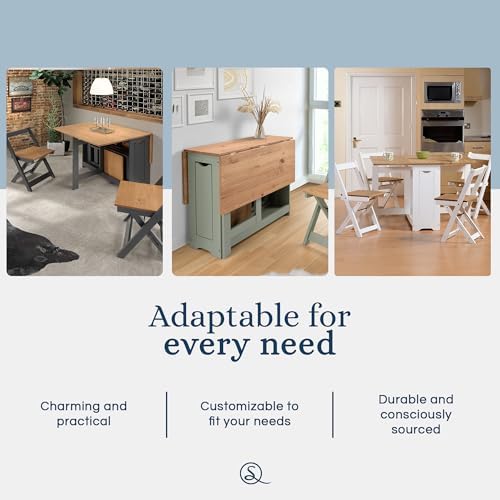 SECONIQUE Santos Butterfly Folding Dining Table Set with 4 Chairs – Space-Sav...