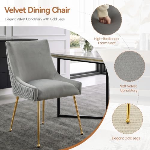 WUTUTUEE Velvet Dining Chairs Set of 4 Gold Legs,Upholstered Velvet Accent Ch...