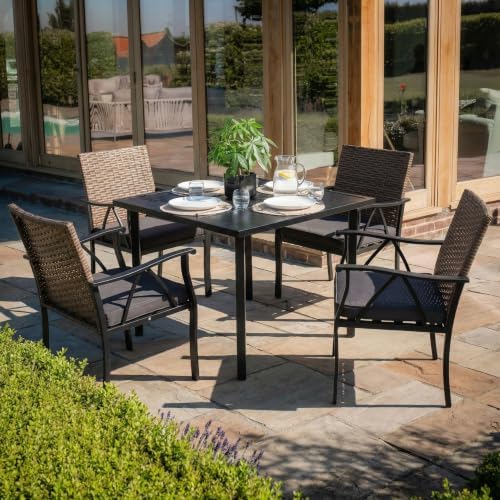 5-Piece Patio Dining Set for 4, Outdoor Dining Set with 4 Wicker Patio Dining...