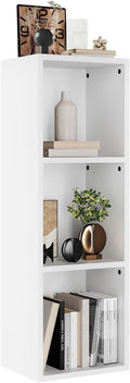 oneinmil Small Narrow Bookshelf, 3-Tier Cube Display Rack, Modern Corner Bookshelf with Storage Space, CD Storage Cabinet for Home Office (White 1 Pack, 3-Tier)