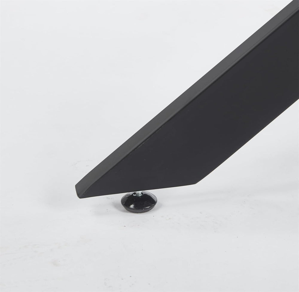 Henf 47.24" Round Dining Table with Black Metal Legs, Glass Kitchen Tabl...