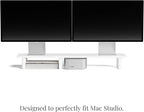 Raico Desk Cockpit Shelf Monitor Stand System Dual Screen Setup Wood Large Desk Accessory Organizer Unit (Matte White, Medium v2 | 36 Inches)