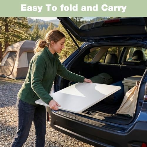 3ft Rectangular Folding Table for All-Occasion, Foldable Table with HDPE Tabl...