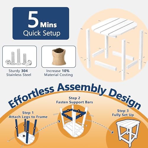 Outdoor Rocking Chair Oversized of 2 & Side Table Set, HDPE All Weather Resistant Patio Rocker, 31.5" High Back 21.5" Deep Seat Porch Chairs Set for Lawn Garden Deck Balcony 400lbs Capacity(White)