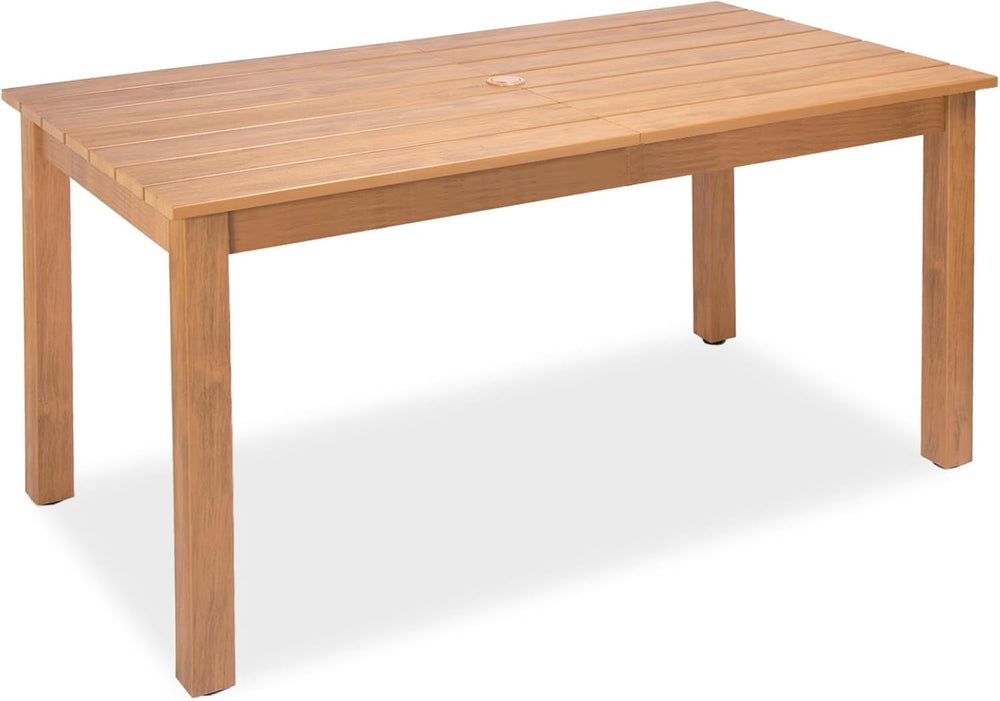ZHUSI Patio Dining Table, HIPS with Umbrella Hole, Wood