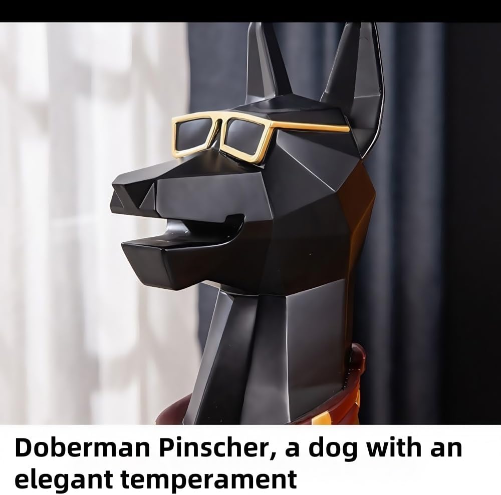 Dog Sculpture Standing Statue Coffee Table with Tray & Storage, Modern Ar...