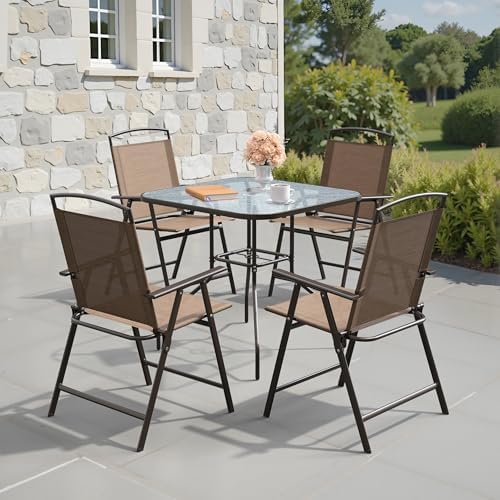 Crestlive Products Set of 4 Patio Folding Chairs 4-Pack Dining Chairs Outdoor...