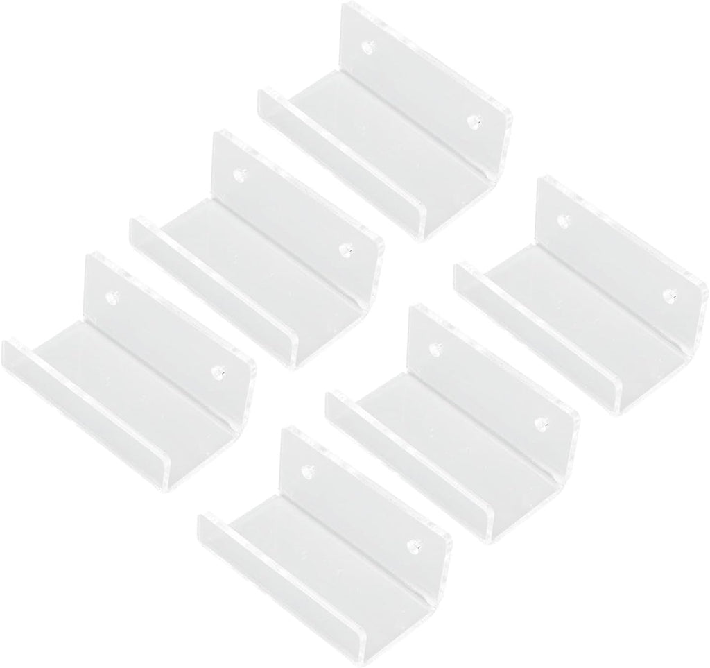 6Pcs Clear Acrylic Record Shelf, Wall Mount Vinyls CD Storage Rack Floating Shelves with Mounting Accessories, for Home Office Living Room Bedroom