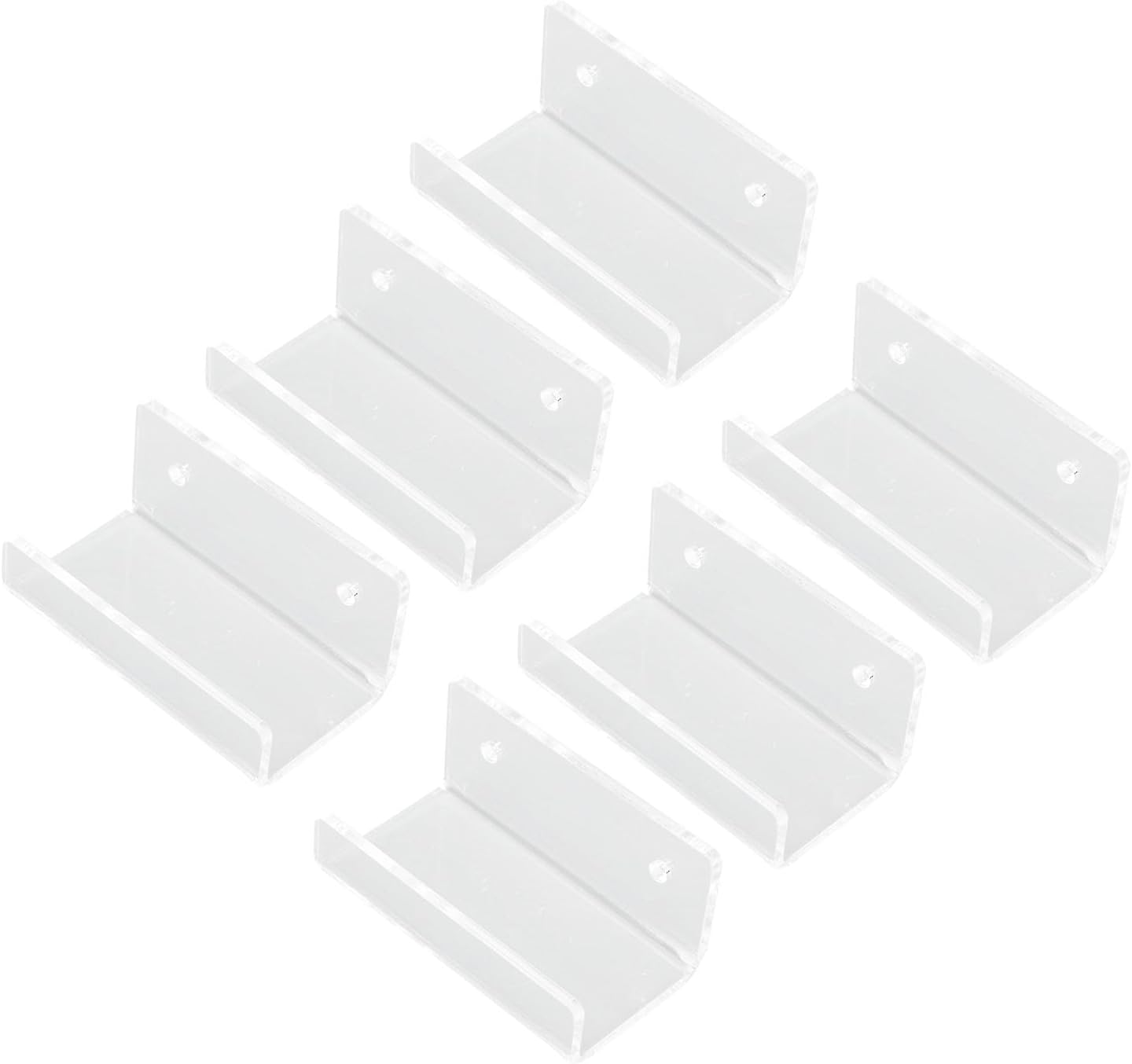 6Pcs Clear Acrylic Record Shelf, Wall Mount Vinyls CD Storage Rack Floating Shelves with Mounting Accessories, for Home Office Living Room Bedroom