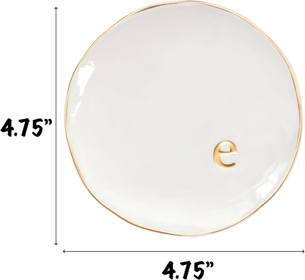 COLLECTIVE HOME - Ceramic Jewelry Tray, Decorative Trinket Dish for Rings Earrings Necklaces Bracelet Watch Keys, Birthday Mother's Day Christmas Gift for Women, 4.75", Glossy (e)