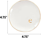 COLLECTIVE HOME - Ceramic Jewelry Tray, Decorative Trinket Dish for Rings Earrings Necklaces Bracelet Watch Keys, Birthday Mother's Day Christmas Gift for Women, 4.75", Glossy (e)