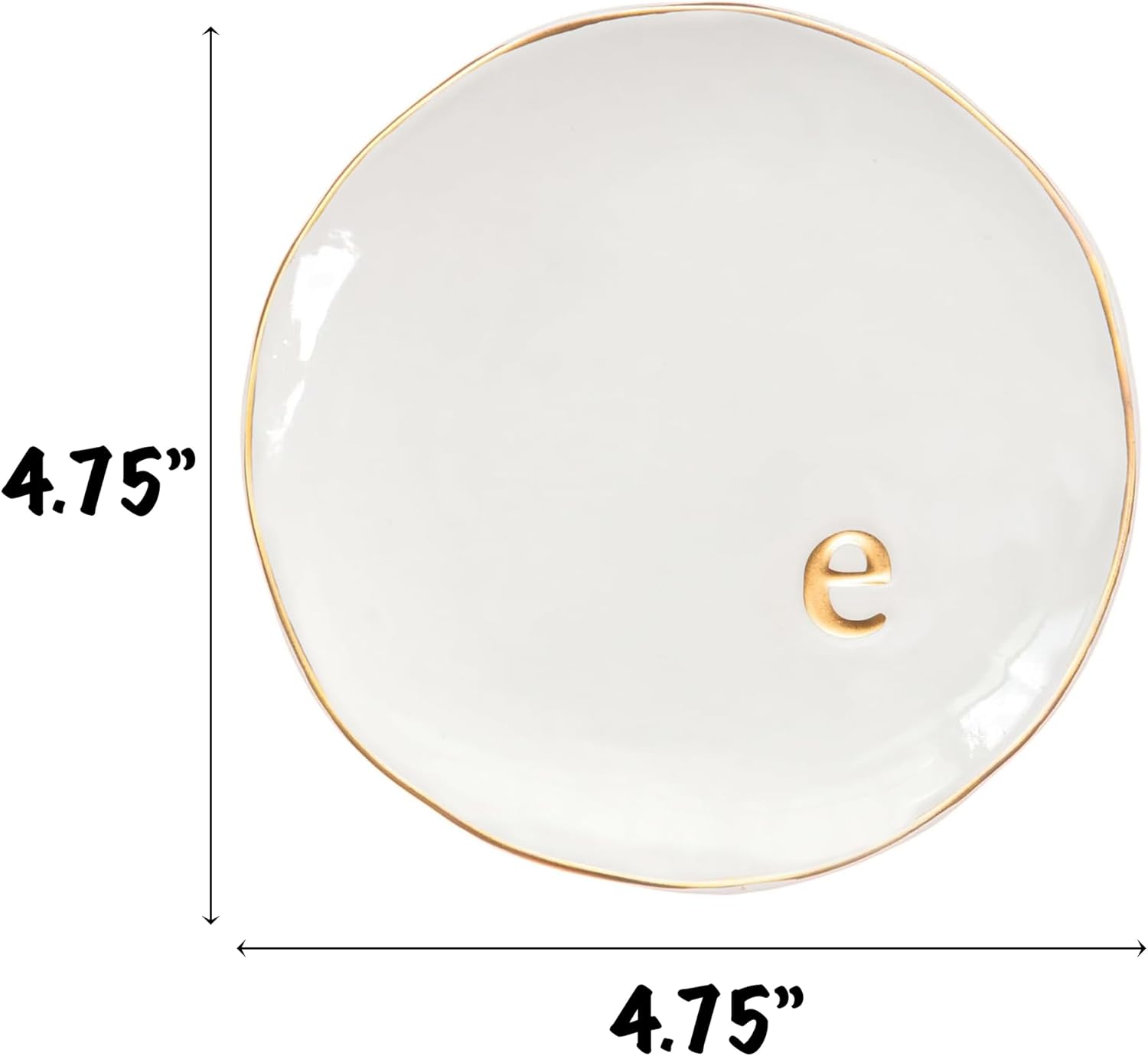 COLLECTIVE HOME - Ceramic Jewelry Tray, Decorative Trinket Dish for Rings Earrings Necklaces Bracelet Watch Keys, Birthday Mother's Day Christmas Gift for Women, 4.75", Glossy (e)