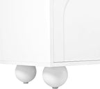 Ball & Cast 70" Modern TV Stand for TVs up to 75", Cream Media Console with Arched Push-to-Open Doors,2 Cabinets & 2 Drawers, 5 Iron Round Legs,Entertainment Center for Living Room,Bedroom,White