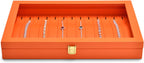 Oirlv Premium Leather Necklace Bracelet Organizer Tray with Acrylic Lid Jewelry Display Case Drawer Insert Jewelry Organizer for women