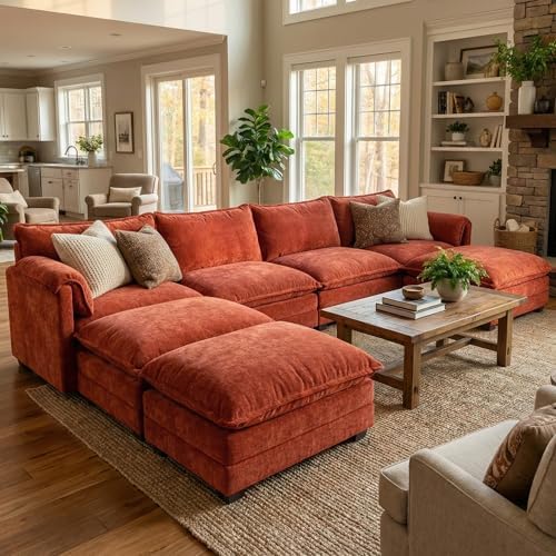 ELUCHANG 153" Oversized Modular Sectional Sofa, Comfy Chenille Cloud Cou...