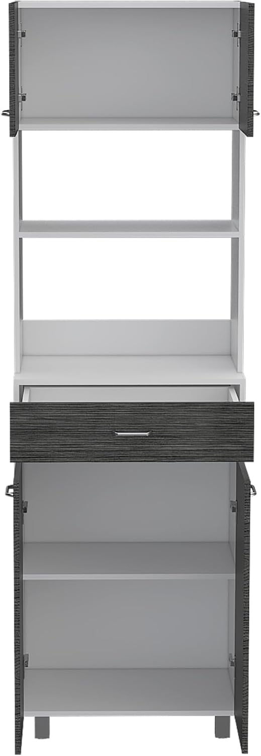Microwave Cabinet Madison, Kitchen, White/Smokey Oak