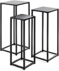 HAKU Möbel Flower column set of 3, metal, black, W 22 x D 22 x H 61 cm/W 26 x D 26 x H 66 cm/W 30 x D 30 x H 71 cm