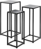 HAKU Möbel Flower column set of 3, metal, black, W 22 x D 22 x H 61 cm/W 26 x D 26 x H 66 cm/W 30 x D 30 x H 71 cm
