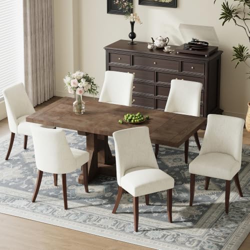 COLAMY Upholstered Dining Chairs Set of 2, Mid Century Modern Kitchen Chairs ...