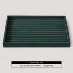 Velvet Ring Display Tray, Stackable Muilt Slot Rings Ear Stud Storage Tray, Drawer Insert Jewelry Accessories Organizers Plate (Green)