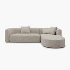 Acanva Luxury Modern Tight Curved Back Velvet Sofa, Minimalist Style Comfy Couch for Living Room Apartment, L-Shape Right Chaise, Cream