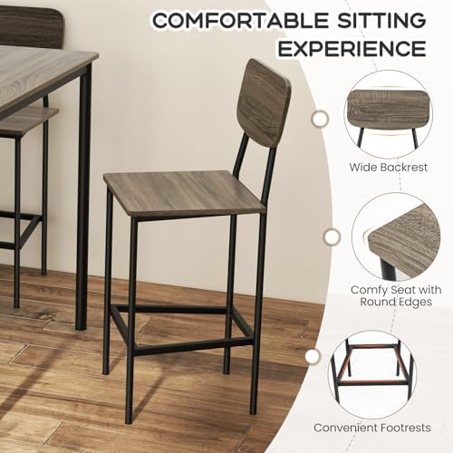GIANTEX 5-Piece Dining Table Set W/Counter Height Table & 4 Bar Stools, M...