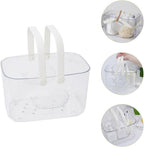 Ergonomic Handle Plastic Storage Basket Bathroom Organizer with Drainage Design Large Capacity Portable Caddy for Household Toiletries and Cleaning Supplies