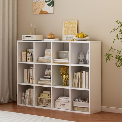 OSCHF 12-Cube Storage Shelf Bookcase, Warm White