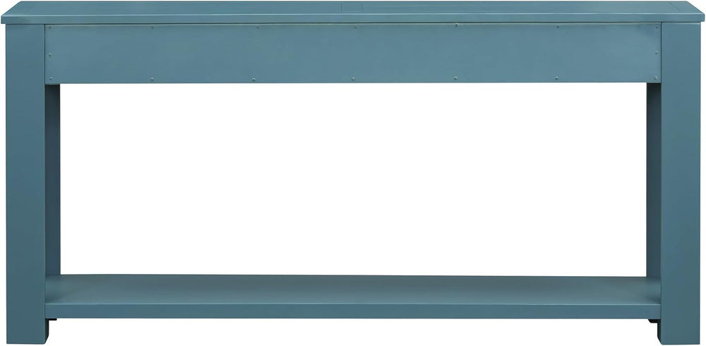 Merax Sofa Table with Storage Drawers and Bottom Shelf, Rustic Console Table ...