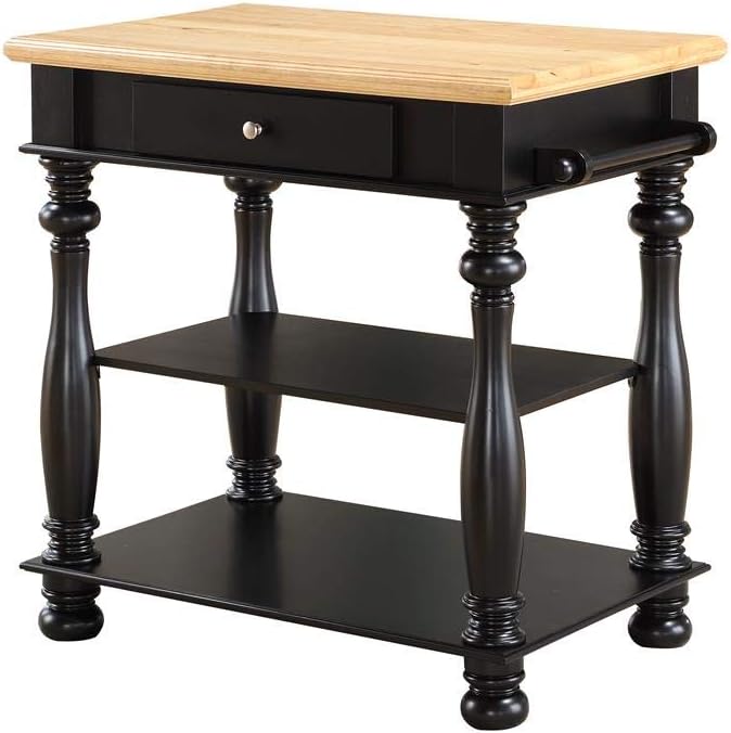 Bernards Birch Kitchen Island, Black
