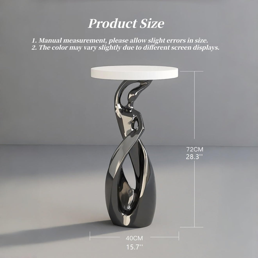 Modern 28.3'' Tall Round End Table, Small Coffee Table with Abstract ...