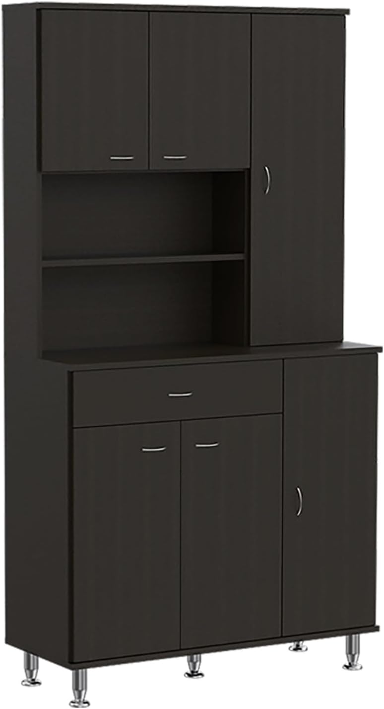 90 Kitchen Pantry, One Drawer, Multiple Cabinets, Two Open Shelves,for use in...